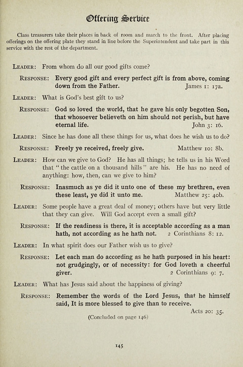 Services and Songs: for use in the Junior Department of the Church School page 145