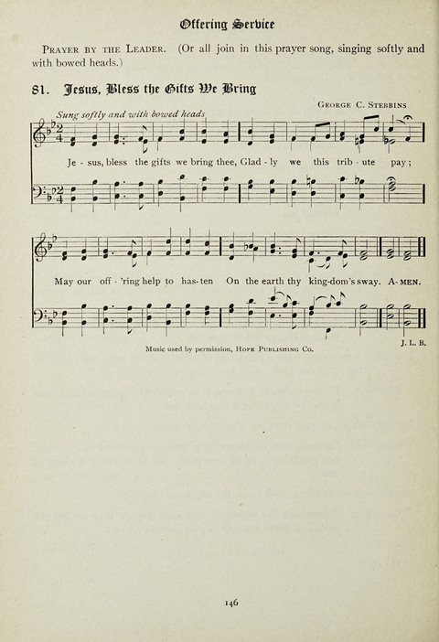 Services and Songs: for use in the Junior Department of the Church School page 146