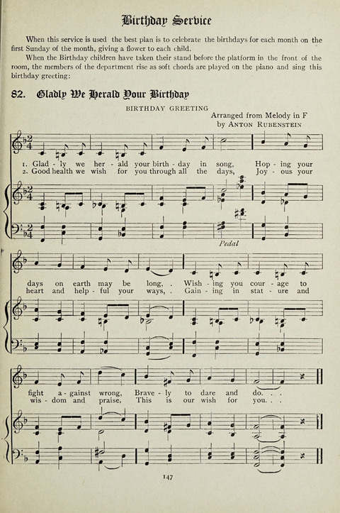 Services and Songs: for use in the Junior Department of the Church School page 147