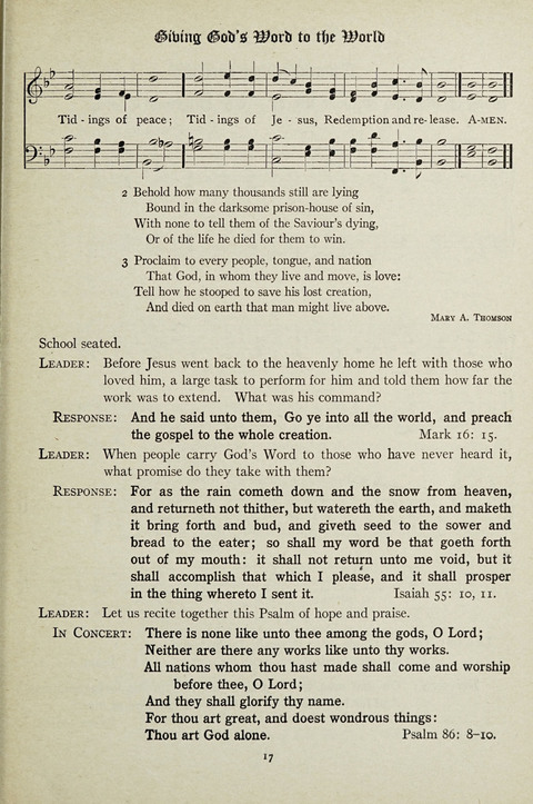 Services and Songs: for use in the Junior Department of the Church School page 17