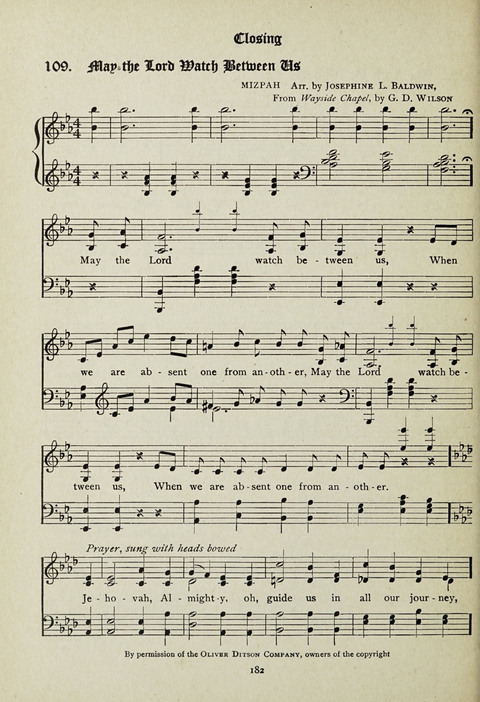 Services and Songs: for use in the Junior Department of the Church School page 182