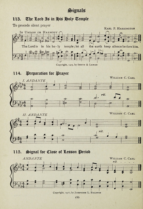 Services and Songs: for use in the Junior Department of the Church School page 186