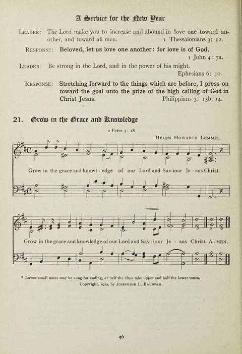 Services and Songs: for use in the Junior Department of the Church School page 40