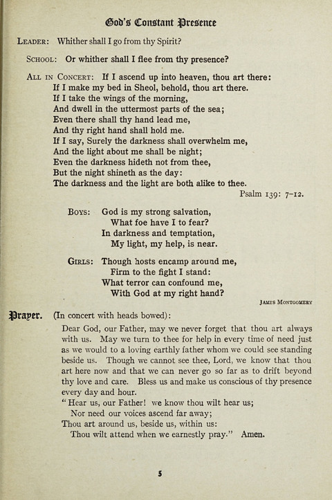 Services and Songs: for use in the Junior Department of the Church School page 5