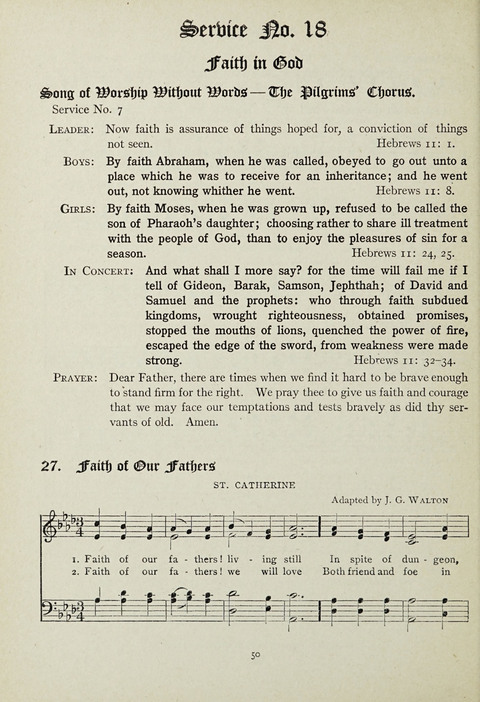 Services and Songs: for use in the Junior Department of the Church School page 50