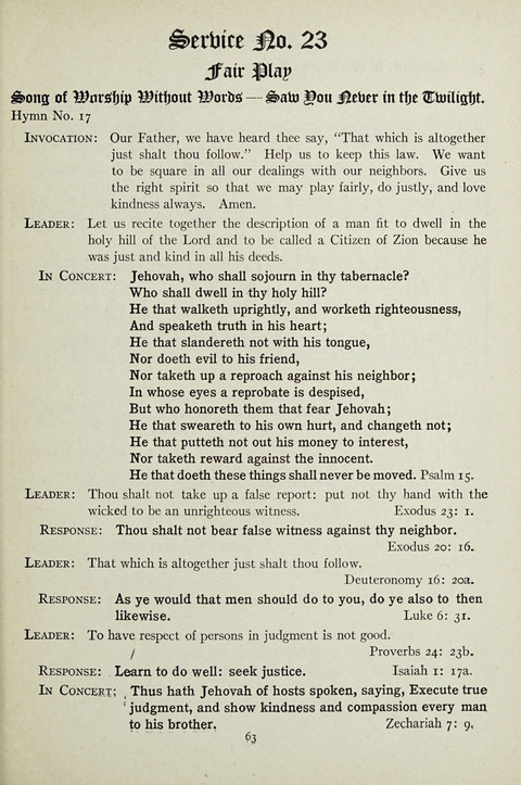 Services and Songs: for use in the Junior Department of the Church School page 63