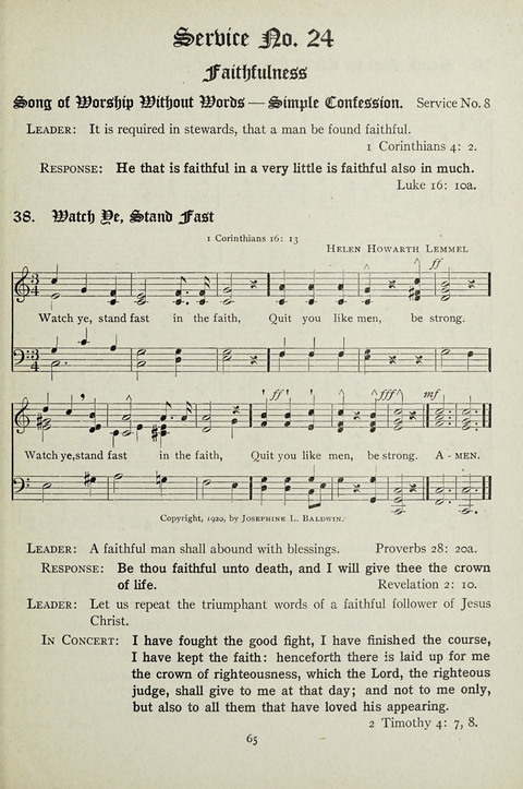 Services and Songs: for use in the Junior Department of the Church School page 65