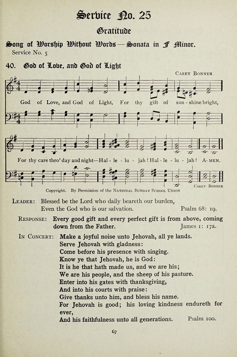 Services and Songs: for use in the Junior Department of the Church School page 67