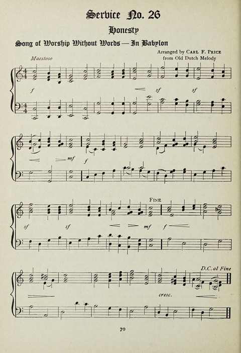 Services and Songs: for use in the Junior Department of the Church School page 70