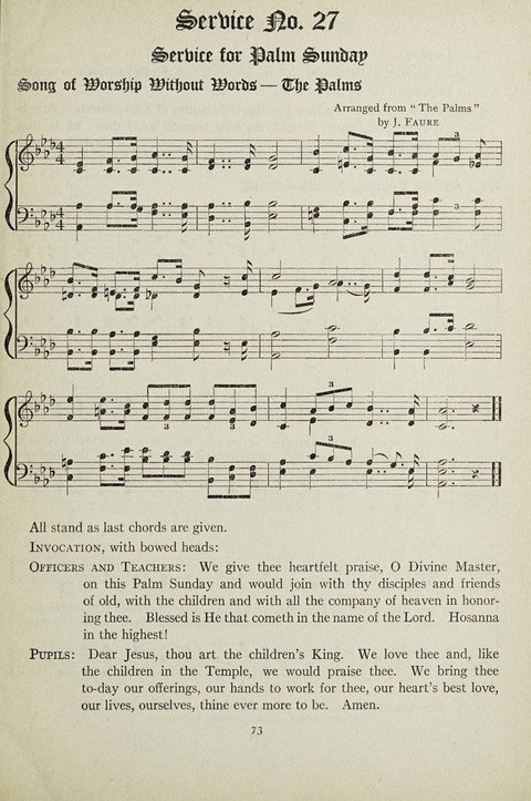 Services and Songs: for use in the Junior Department of the Church School page 73