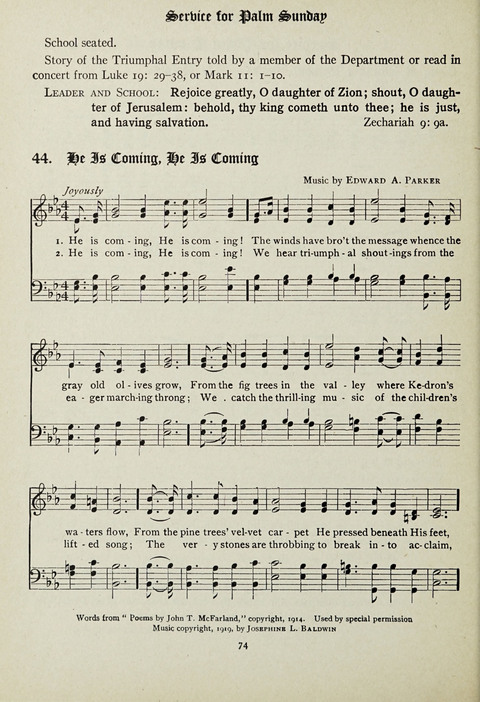 Services and Songs: for use in the Junior Department of the Church School page 74