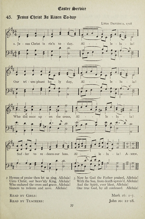 Services and Songs: for use in the Junior Department of the Church School page 77