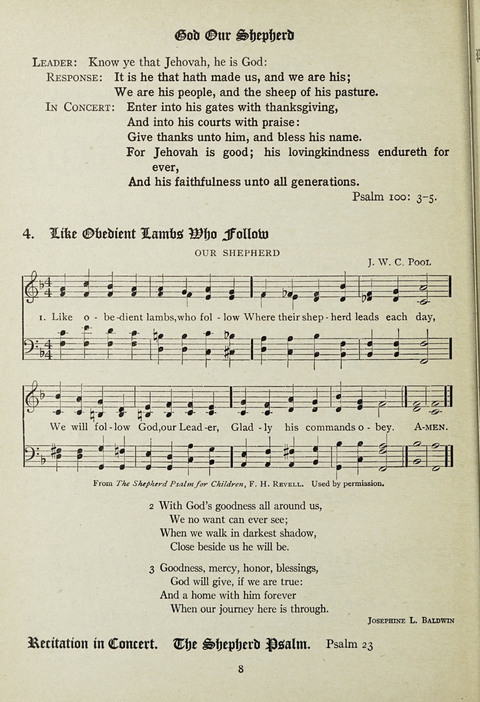 Services and Songs: for use in the Junior Department of the Church School page 8