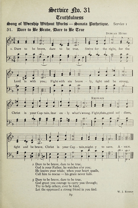 Services and Songs: for use in the Junior Department of the Church School page 89