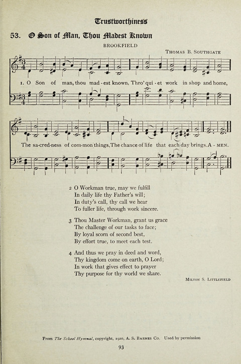 Services and Songs: for use in the Junior Department of the Church School page 93