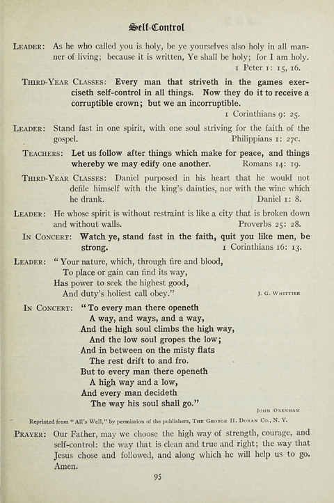 Services and Songs: for use in the Junior Department of the Church School page 95