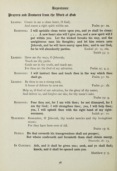 Services and Songs: for use in the Junior Department of the Church School page 98