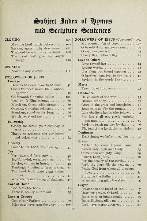 Services and Songs: for use in the Junior Department of the Church School page xii