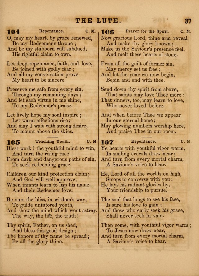 The Sabbath School Lute: a selection of hymns and appropriate melodies, adapted to the wants of Sabbath schools, families and social meetings page 37