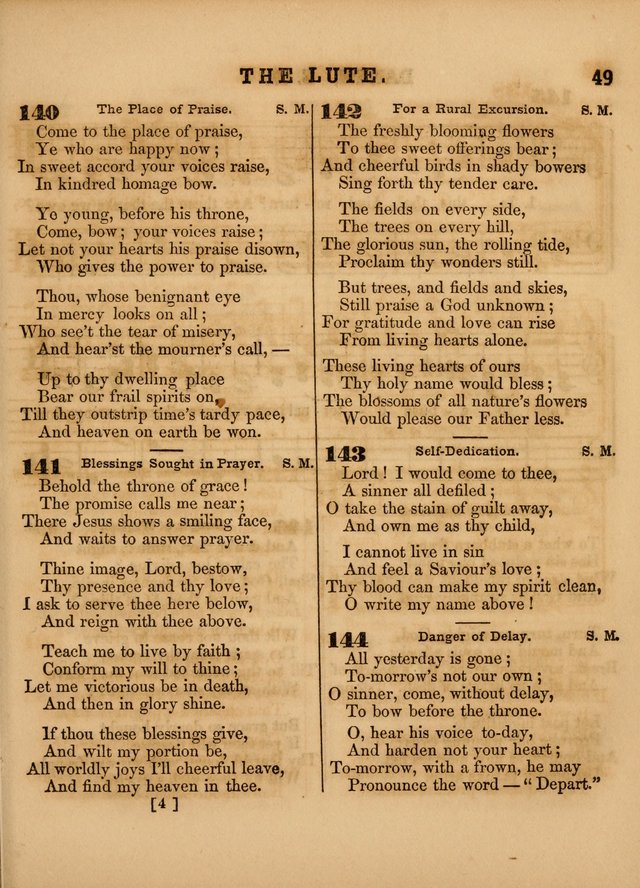 The Sabbath School Lute: a selection of hymns and appropriate melodies, adapted to the wants of Sabbath schools, families and social meetings page 49