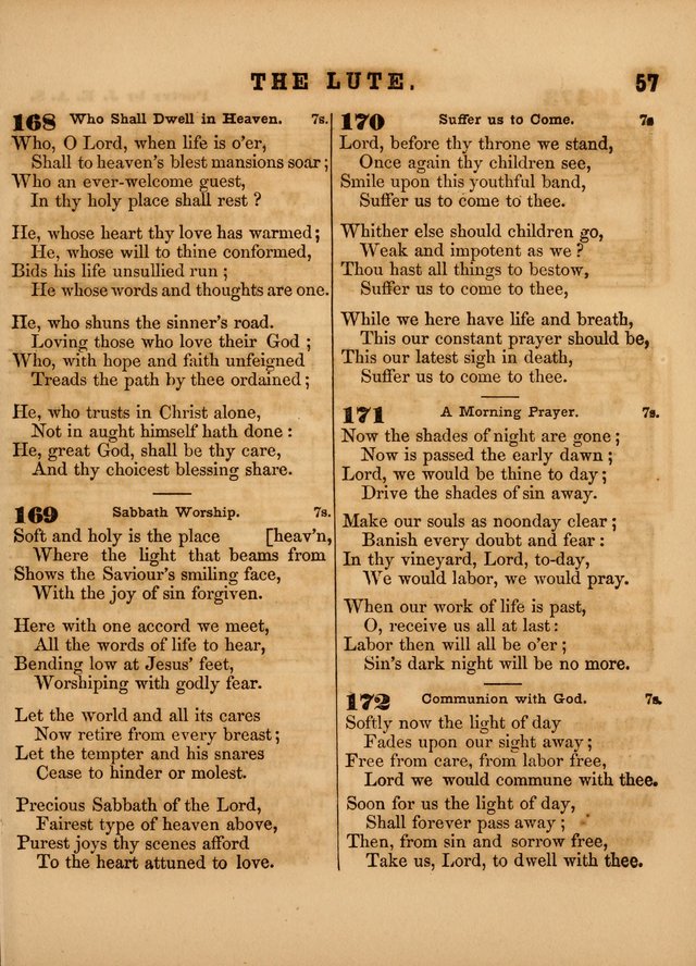 The Sabbath School Lute: a selection of hymns and appropriate melodies, adapted to the wants of Sabbath schools, families and social meetings page 57