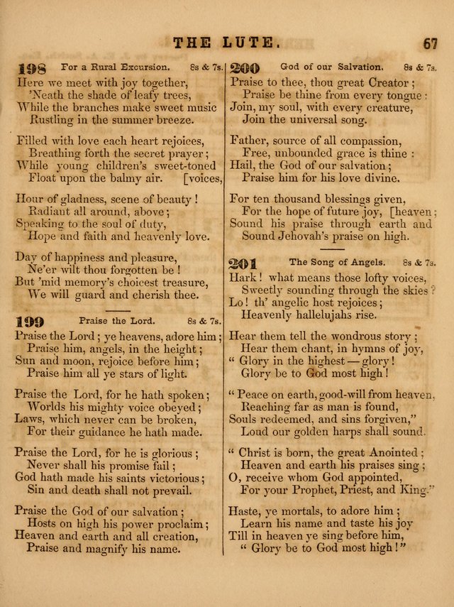 The Sabbath School Lute: a selection of hymns and appropriate melodies, adapted to the wants of Sabbath schools, families and social meetings page 67