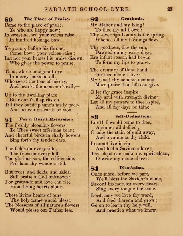 The Sabbath School Lyre: a collection of hymns and music, original and selected, for general use in sabbath schools page 27