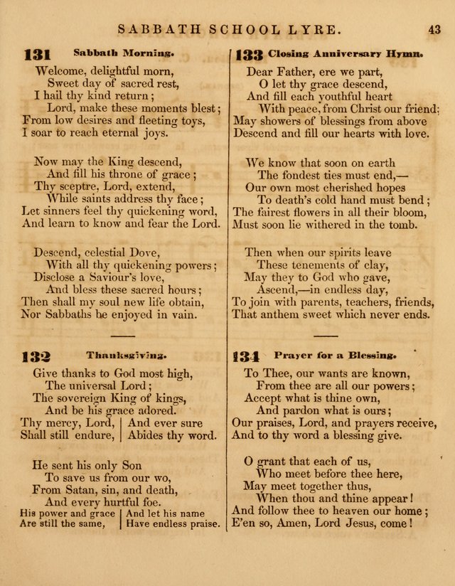 The Sabbath School Lyre: a collection of hymns and music, original and selected, for general use in sabbath schools page 43