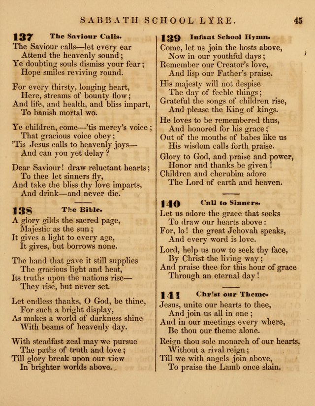 The Sabbath School Lyre: a collection of hymns and music, original and selected, for general use in sabbath schools page 45