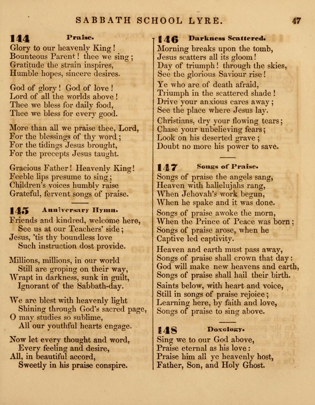 The Sabbath School Lyre: a collection of hymns and music, original and selected, for general use in sabbath schools page 47