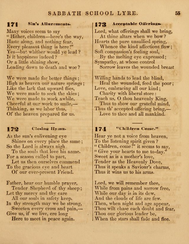 The Sabbath School Lyre: a collection of hymns and music, original and selected, for general use in sabbath schools page 55