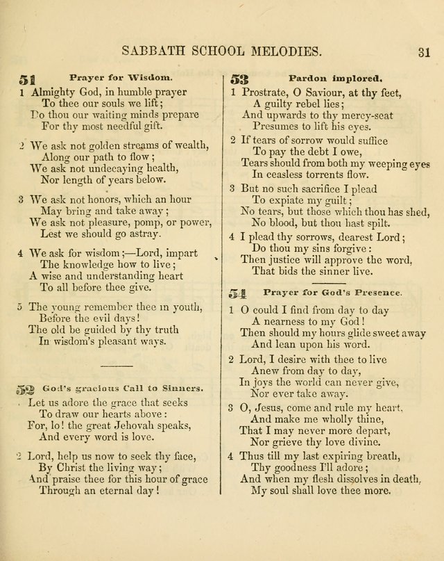 The Sabbath School Melodist: being a selection of hymns with appropriate music; for the use of Sabbath schools, families and social meetings page 31