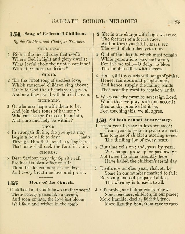 The Sabbath School Melodist: being a selection of hymns with appropriate music; for the use of Sabbath schools, families and social meetings page 83