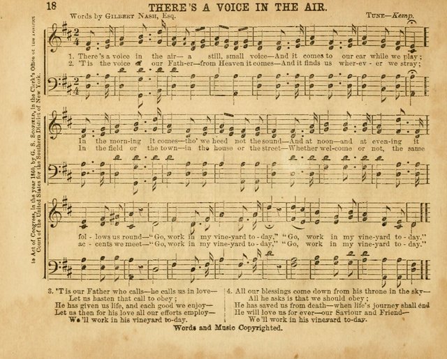 The Sabbath School Pearl or the Sunday school Army singing Book: A New Collection of choice hymns and tunes for Sunday Schools, Anniversaries, Missionary Meetings, Infant Class Exercises, &c. page 18