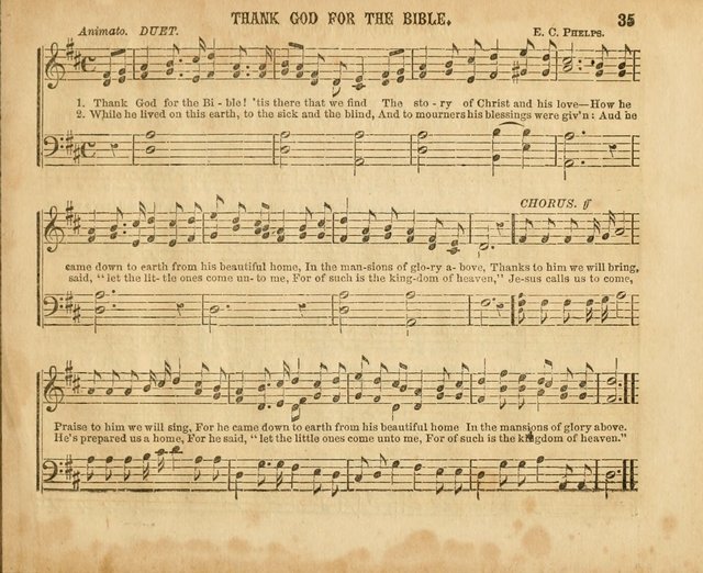 The Sabbath School Pearl or the Sunday school Army singing Book: A New Collection of choice hymns and tunes for Sunday Schools, Anniversaries, Missionary Meetings, Infant Class Exercises, &c. page 35