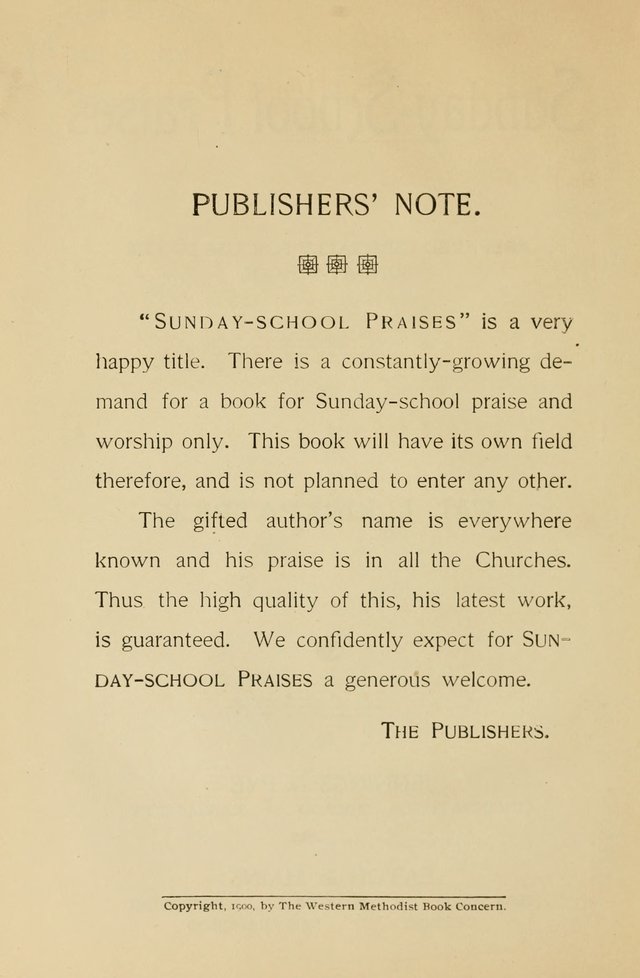 Sunday-School Praises: prepared especially for use in the Sunday-School page 7