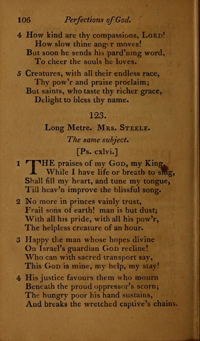 A Selection of Sacred Poetry: consisting of psalms and hymns, from Watts, Doddridge, Merrick, Scott, Cowper, Barbauld, Steele ...compiled for  the use of the Unitarian Church in Philadelphia page 106