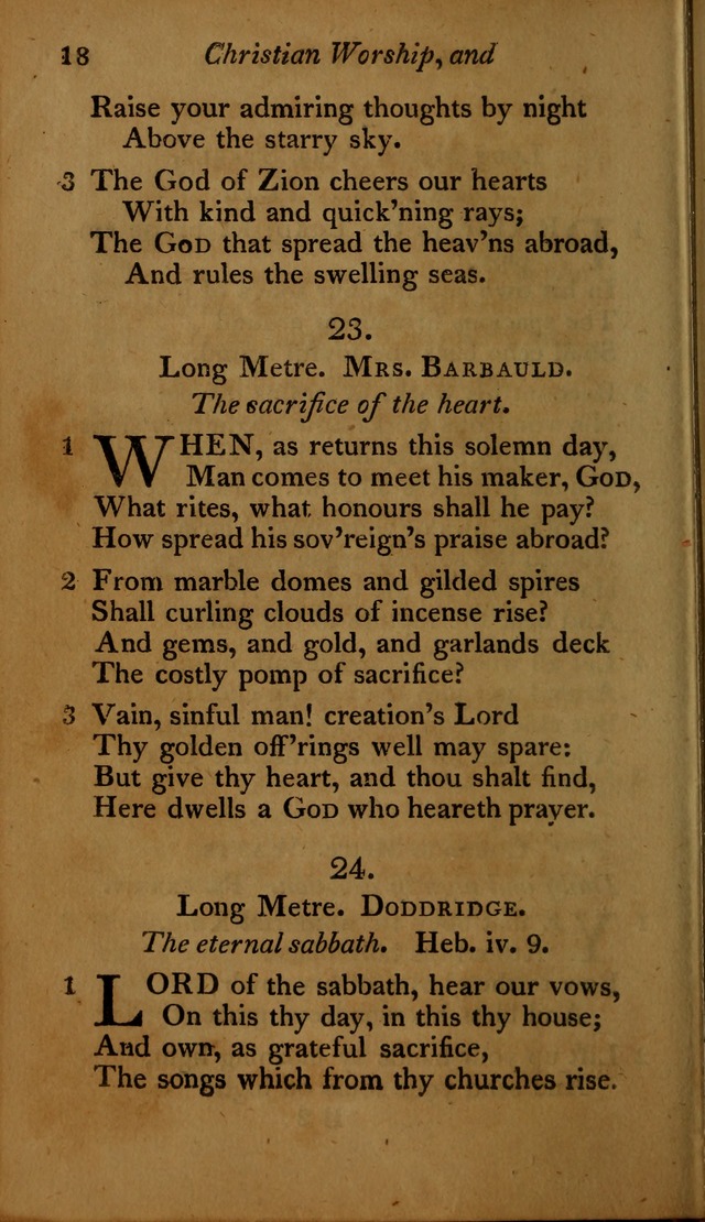 A Selection of Sacred Poetry: consisting of psalms and hymns, from Watts, Doddridge, Merrick, Scott, Cowper, Barbauld, Steele ...compiled for  the use of the Unitarian Church in Philadelphia page 18