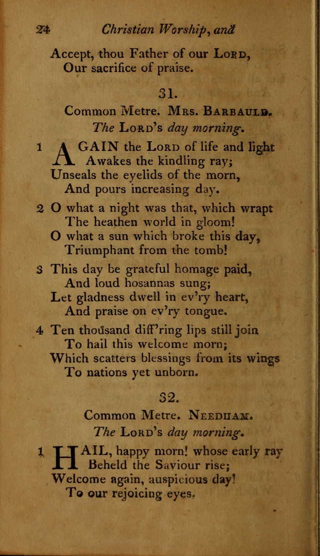 A Selection of Sacred Poetry: consisting of psalms and hymns, from Watts, Doddridge, Merrick, Scott, Cowper, Barbauld, Steele ...compiled for  the use of the Unitarian Church in Philadelphia page 24