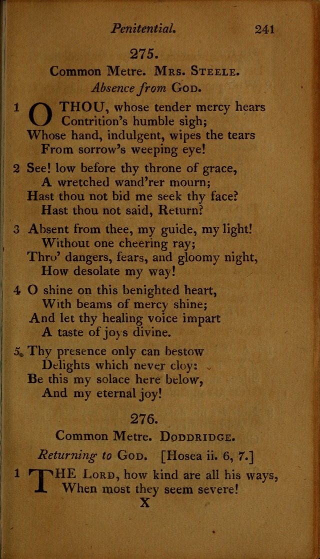 A Selection of Sacred Poetry: consisting of psalms and hymns, from Watts, Doddridge, Merrick, Scott, Cowper, Barbauld, Steele ...compiled for  the use of the Unitarian Church in Philadelphia page 241