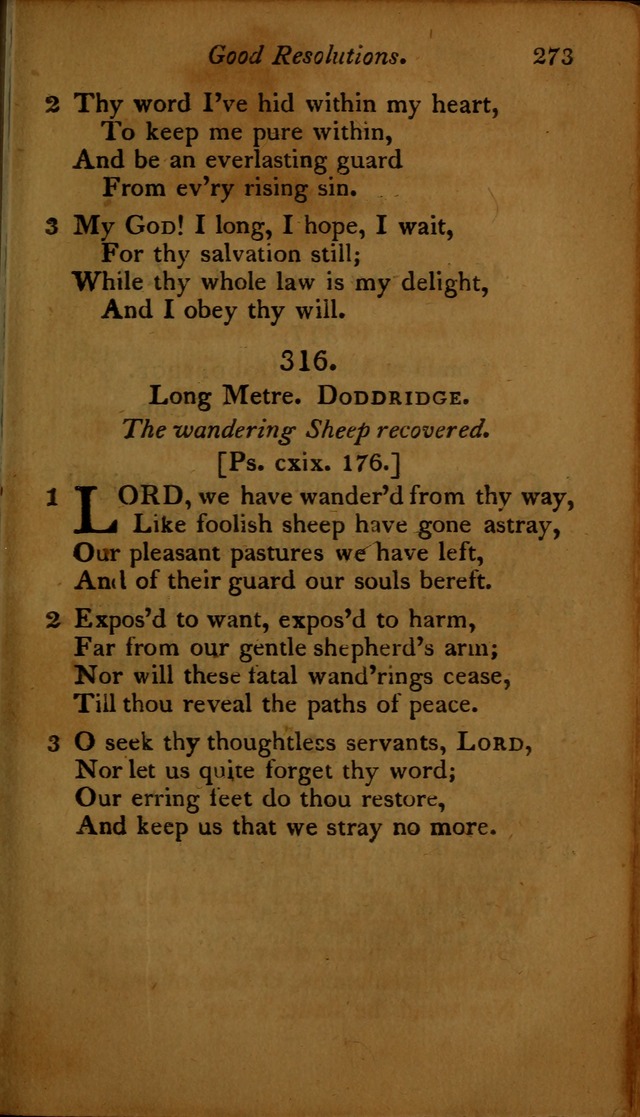 A Selection of Sacred Poetry: consisting of psalms and hymns, from Watts, Doddridge, Merrick, Scott, Cowper, Barbauld, Steele ...compiled for  the use of the Unitarian Church in Philadelphia page 273