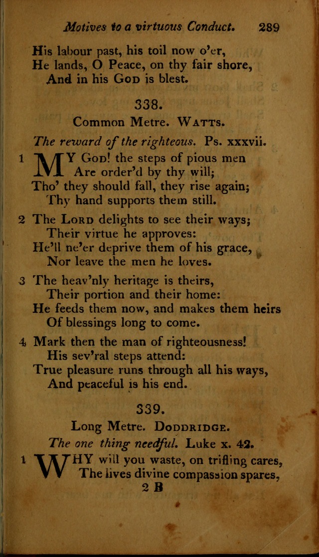 A Selection of Sacred Poetry: consisting of psalms and hymns, from Watts, Doddridge, Merrick, Scott, Cowper, Barbauld, Steele ...compiled for  the use of the Unitarian Church in Philadelphia page 289