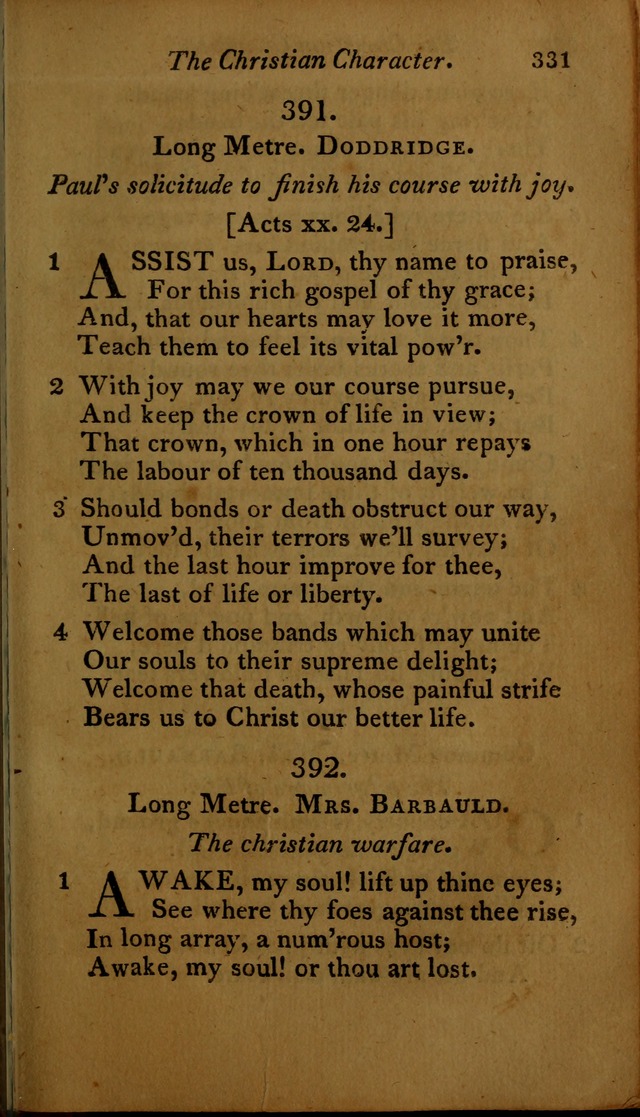 A Selection of Sacred Poetry: consisting of psalms and hymns, from Watts, Doddridge, Merrick, Scott, Cowper, Barbauld, Steele ...compiled for  the use of the Unitarian Church in Philadelphia page 331