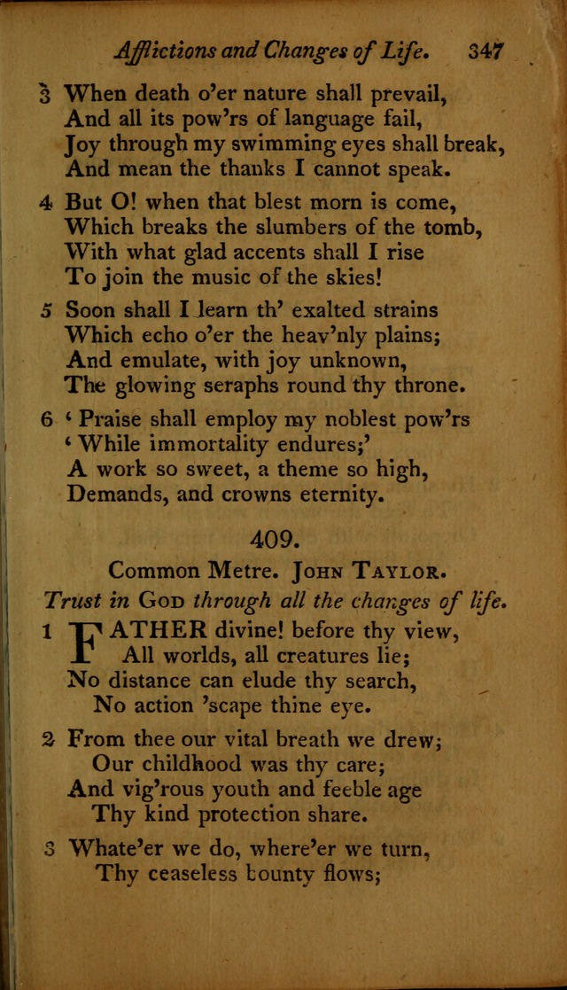 A Selection of Sacred Poetry: consisting of psalms and hymns, from Watts, Doddridge, Merrick, Scott, Cowper, Barbauld, Steele ...compiled for  the use of the Unitarian Church in Philadelphia page 347