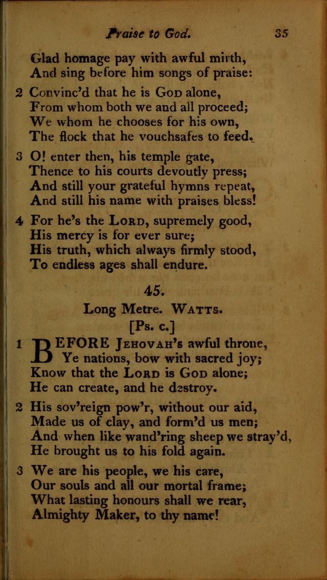 A Selection of Sacred Poetry: consisting of psalms and hymns, from Watts, Doddridge, Merrick, Scott, Cowper, Barbauld, Steele ...compiled for  the use of the Unitarian Church in Philadelphia page 35