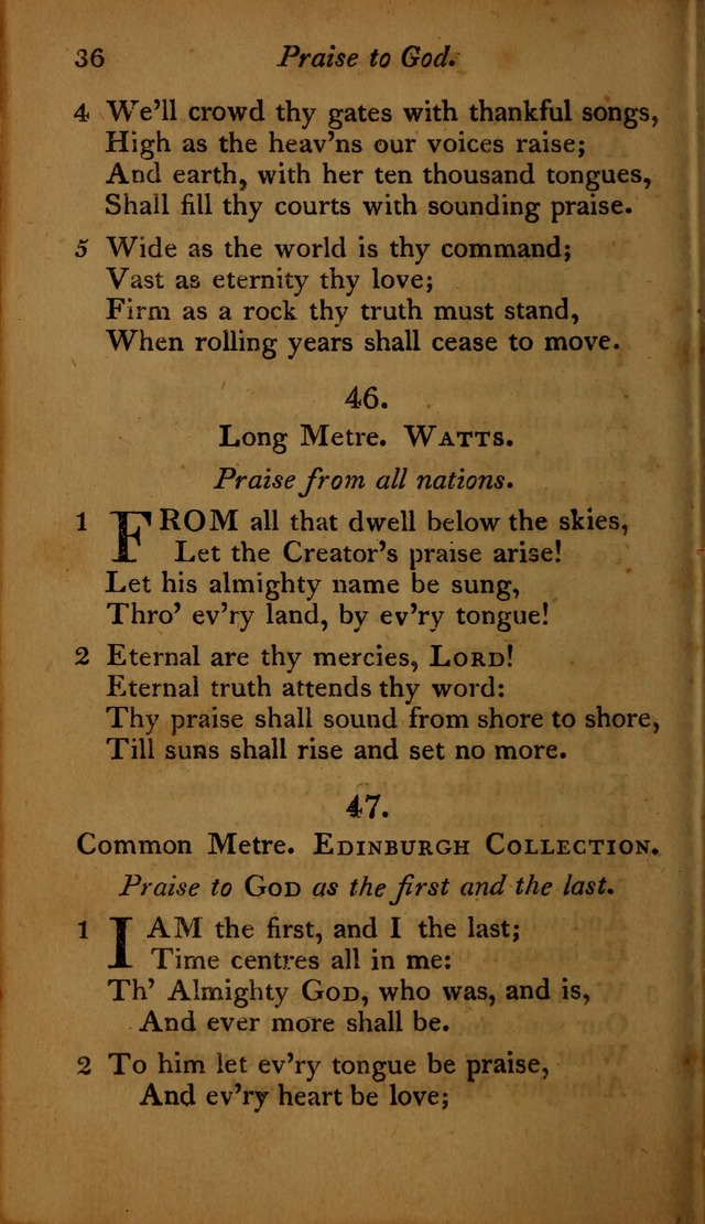 A Selection of Sacred Poetry: consisting of psalms and hymns, from Watts, Doddridge, Merrick, Scott, Cowper, Barbauld, Steele ...compiled for  the use of the Unitarian Church in Philadelphia page 36