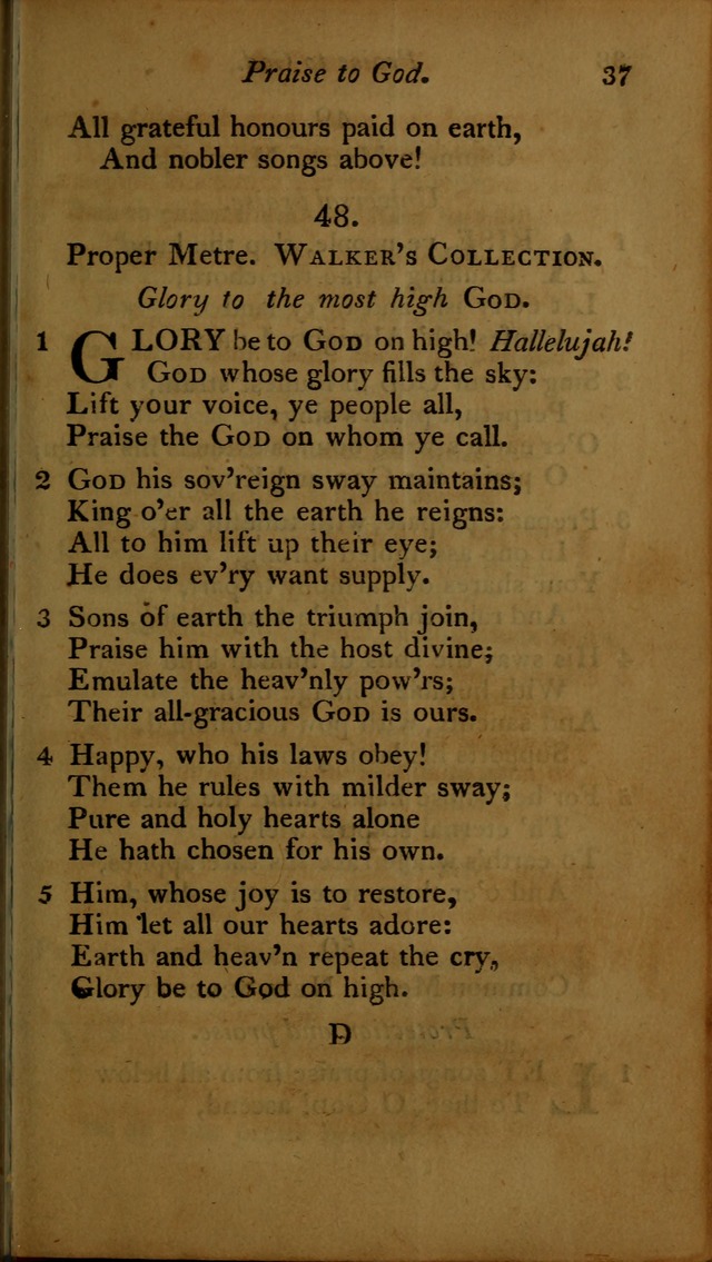 A Selection of Sacred Poetry: consisting of psalms and hymns, from Watts, Doddridge, Merrick, Scott, Cowper, Barbauld, Steele ...compiled for  the use of the Unitarian Church in Philadelphia page 37