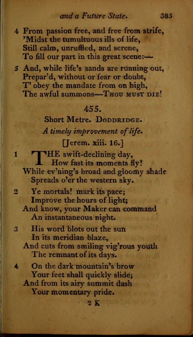 A Selection of Sacred Poetry: consisting of psalms and hymns, from Watts, Doddridge, Merrick, Scott, Cowper, Barbauld, Steele ...compiled for  the use of the Unitarian Church in Philadelphia page 385