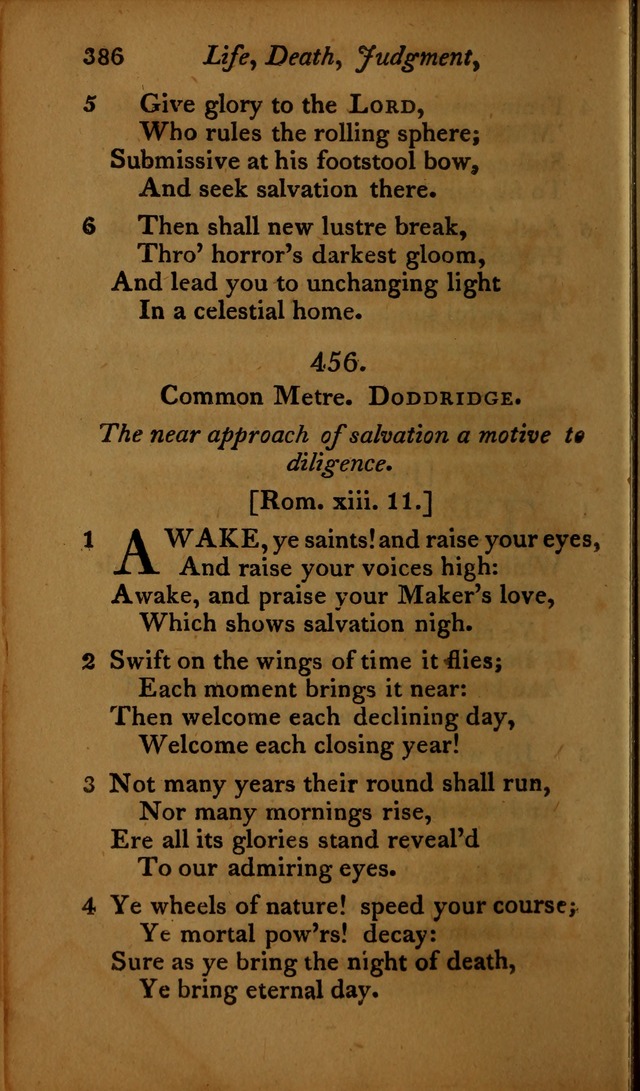 A Selection of Sacred Poetry: consisting of psalms and hymns, from Watts, Doddridge, Merrick, Scott, Cowper, Barbauld, Steele ...compiled for  the use of the Unitarian Church in Philadelphia page 386