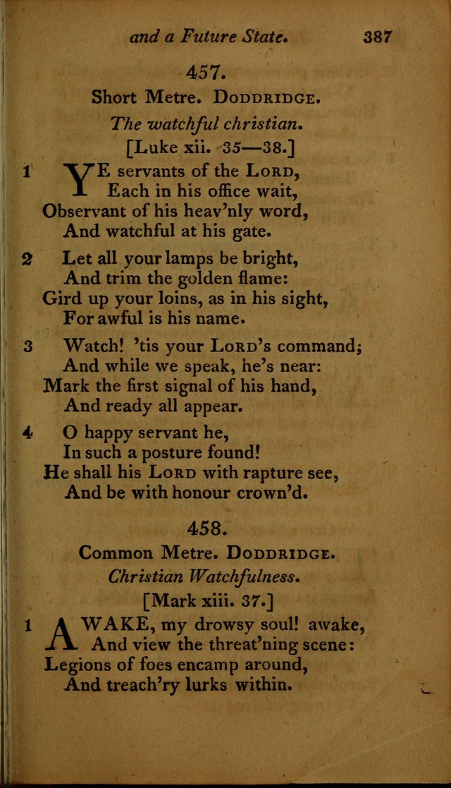 A Selection of Sacred Poetry: consisting of psalms and hymns, from Watts, Doddridge, Merrick, Scott, Cowper, Barbauld, Steele ...compiled for  the use of the Unitarian Church in Philadelphia page 387